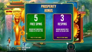 Tampilan visual slot Dragon’s Gate Bonus Choice dengan tema naga dan pegunungan